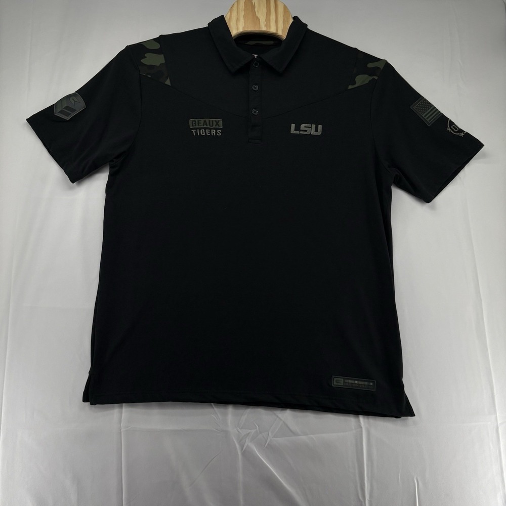 Colosseum Black LSU Tigers OHT Military Appreciation Sierra Polo Camo Size XL